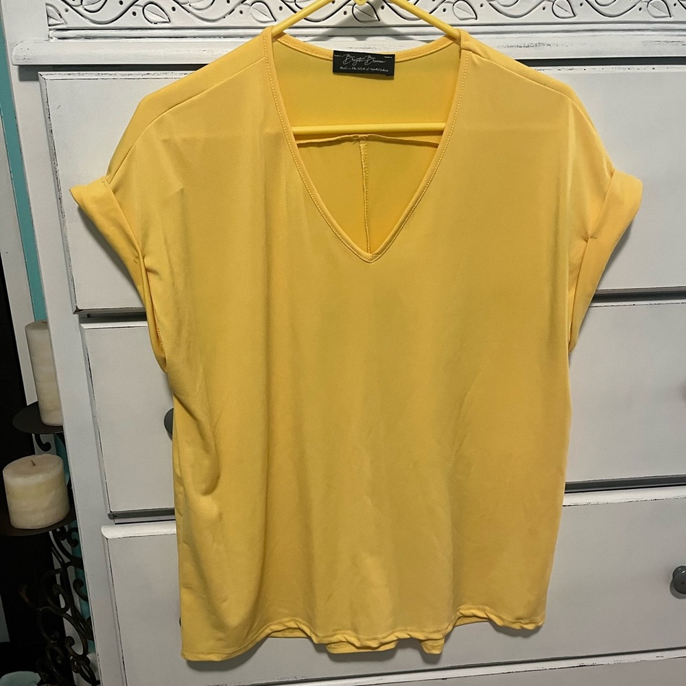 Bright Yellow V-Neck Blouse